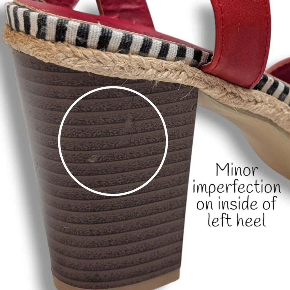 Sociology Women's Block-Heel Strappy Sandals Red Size 8.5 - Picture 11 of 13